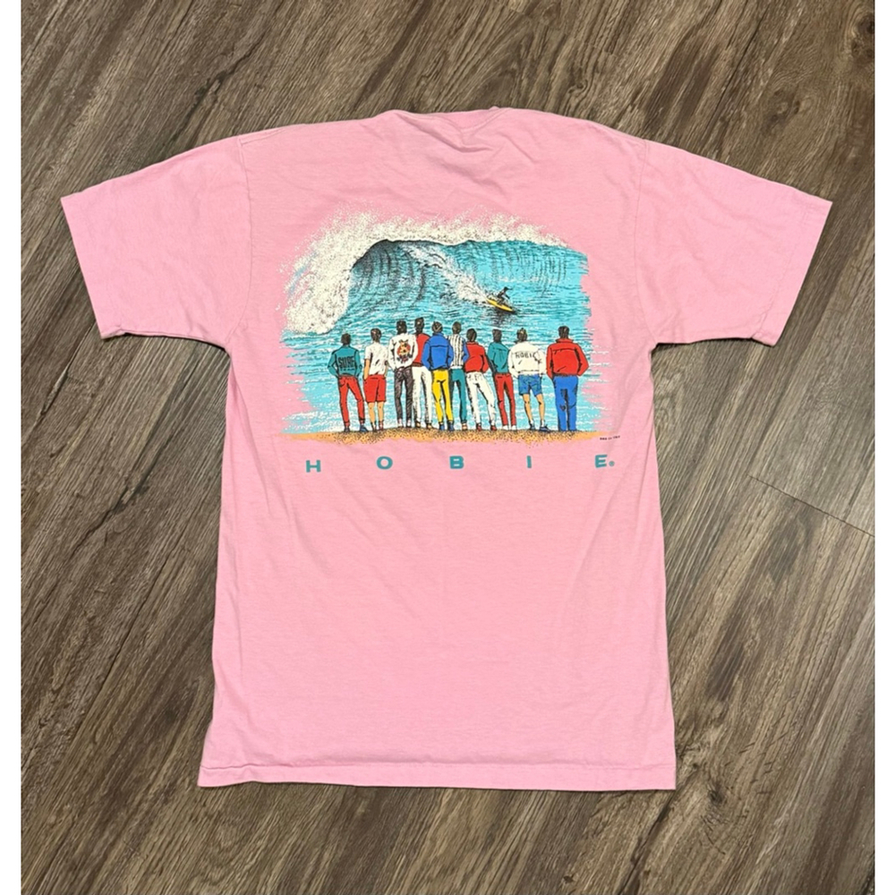 Vtg 1987 Hobie Surf Women’s Pink Made in USA Surfing Graphic Tee Sz L - Picture 2 of 9